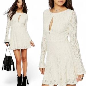 Free People Longsleeve Floral Lace Mini Dress